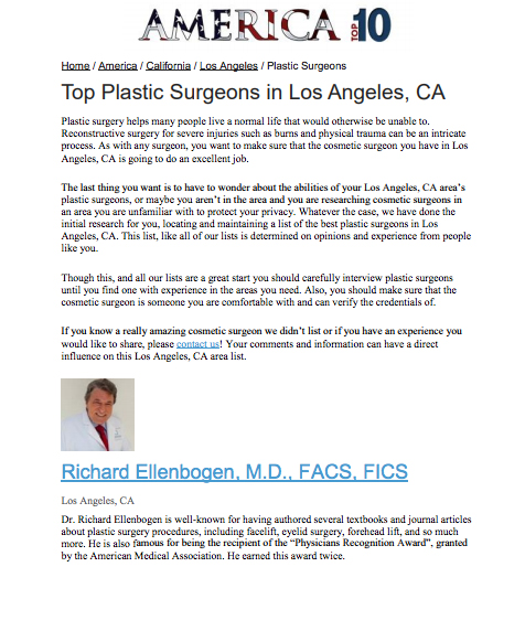 americatop10.com Top 10 Plastic Surgeons, Los Angeles, CA